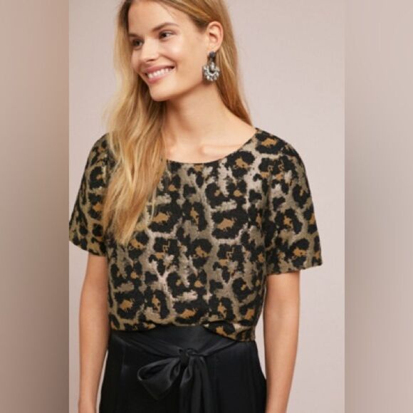 HUTCH METALLIC LEOPARD BLOUSE - Picture 1 of 5